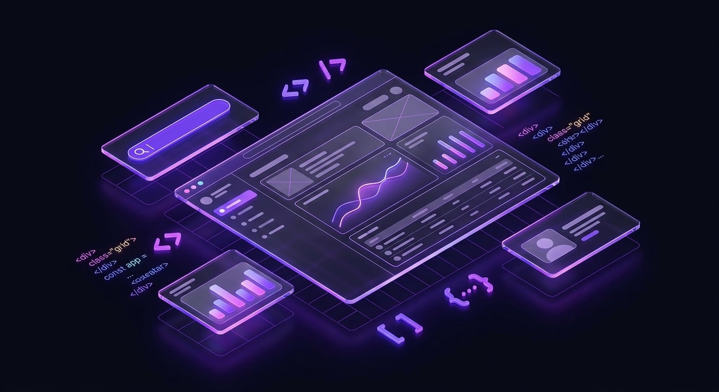SEO illustration — search dashboard and analytics
